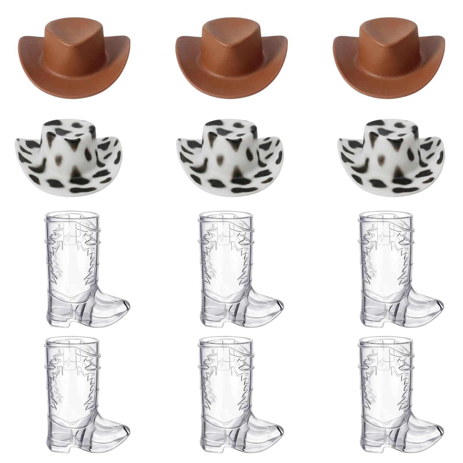ZeBQrphio 12 Pcs Cowboy Shot Glasses, Western Cowboy Party Drinks Service, Cowboy Boot Shot Glasses for Bachelorette Party and Cowgirl Birthday Celebration, Plastic Shot Glasses for Themed Bar Events