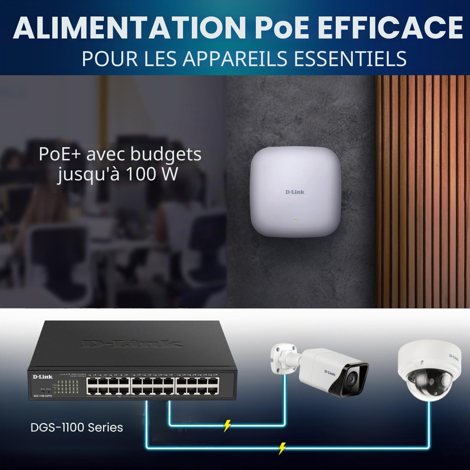 D-Link DGS-1100-24Pv2 Switch Smart Web Manageable 24 ports Gigabit 10/100/1000mbps avec POE - Idéal pour Entreprise Administration et Réseaux Gérés