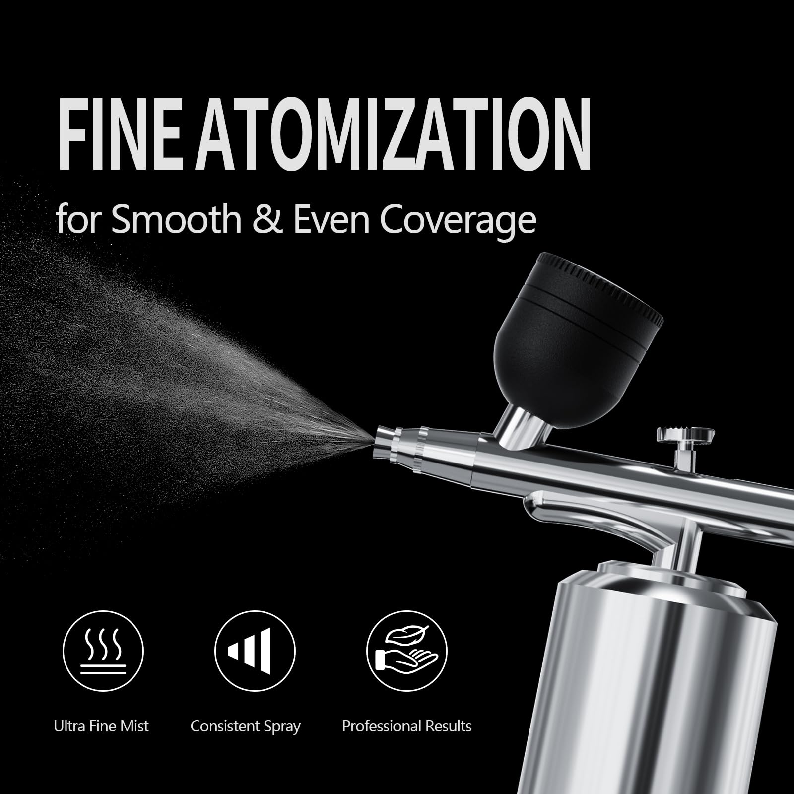 Airbrush-Kit Airbrush-Kit mit Luftkompressor, Nagelfarbe, kabellose Luftbürste für Friseur, Nagelkunst, Kuchendekoration, Make-up, Modellmalerei (Silber Schwarz)