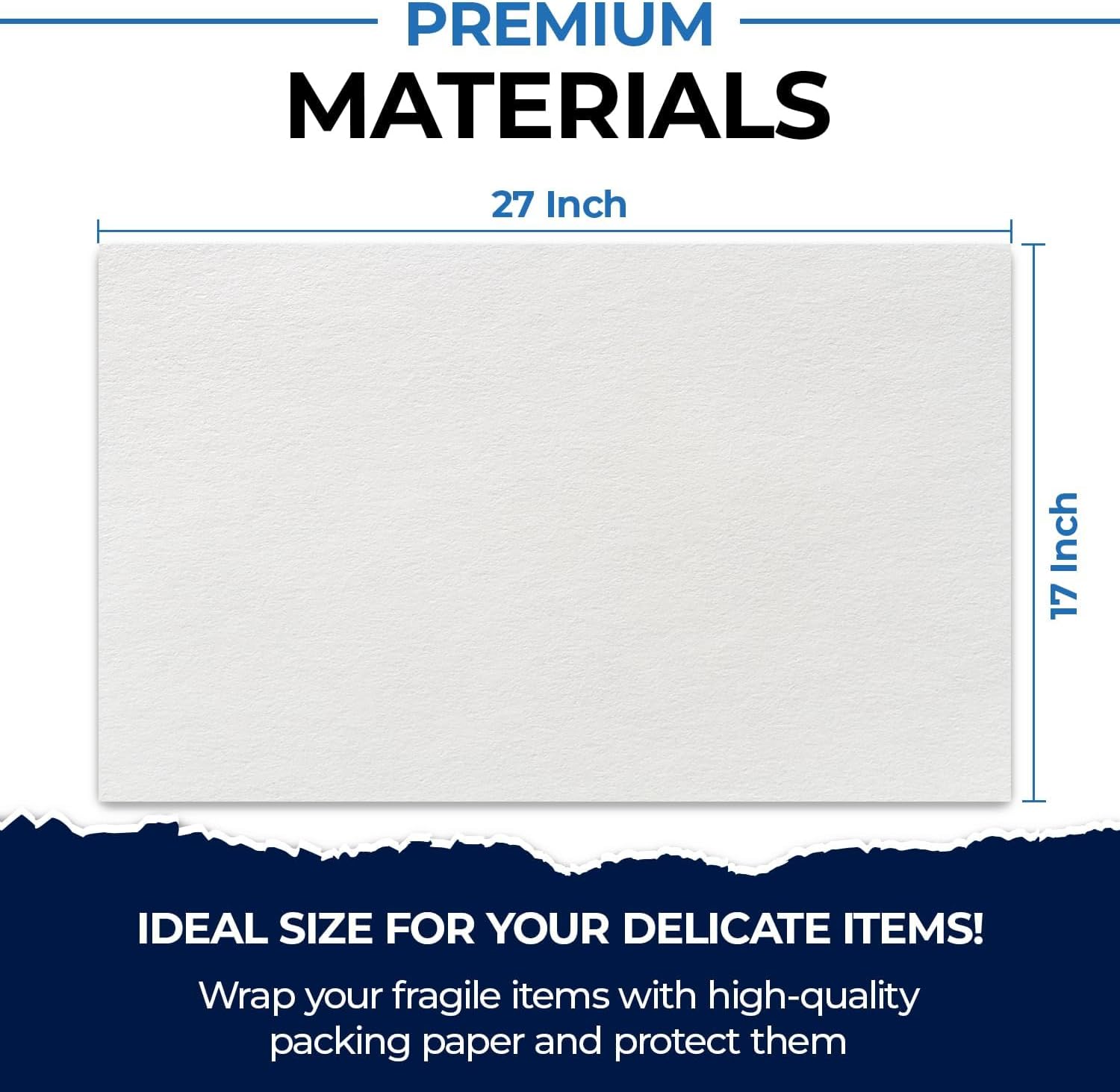 Rosmonde Packing Paper Sheets For Moving, 27" x 17", 20 lb | 640 Sheets, Newsprint Paper, Premium Uncoated Non-Printed White Sheets for Wrapping, Shipping Boxes, Box Filling & Packaging Protection
