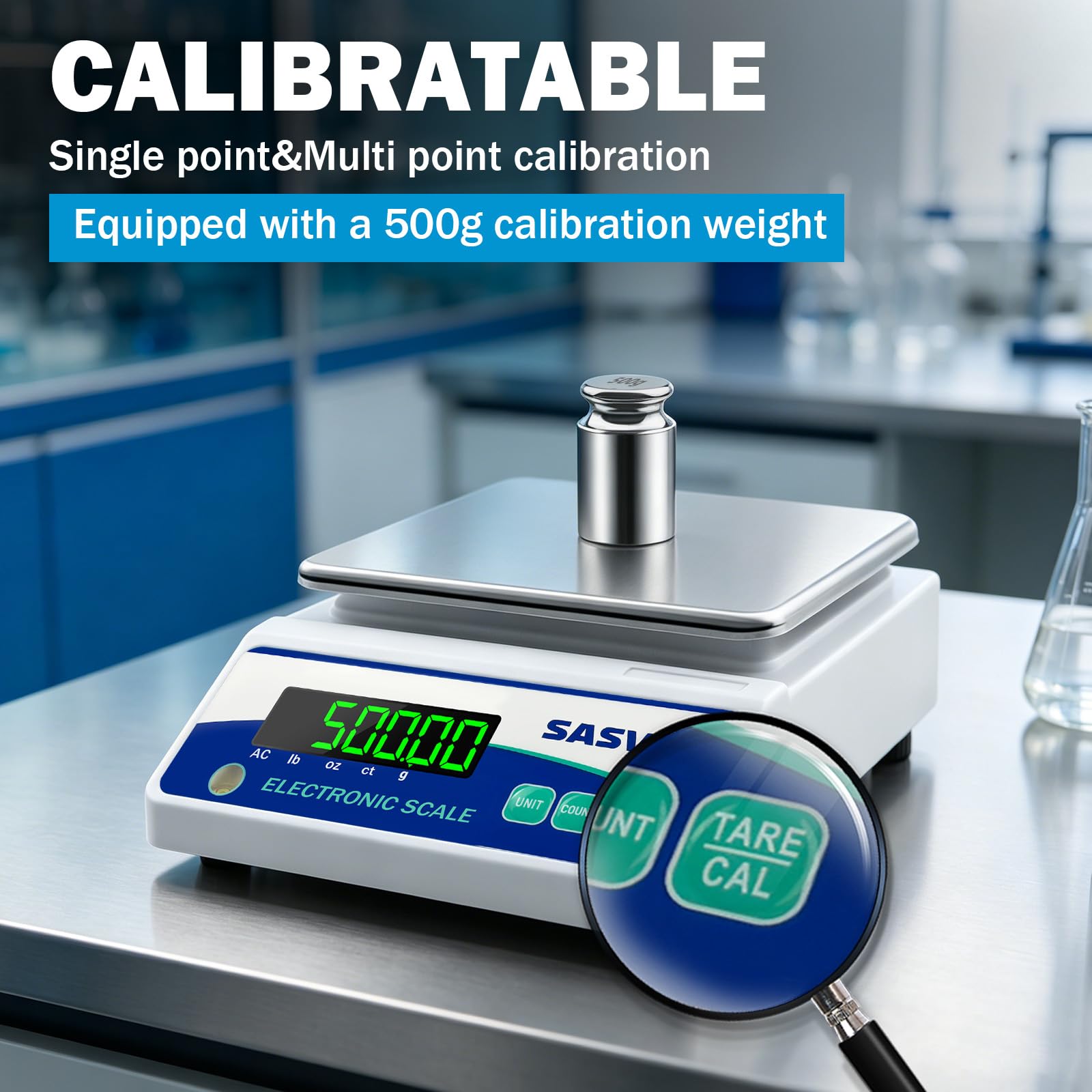 Balanza analítica electrónica de alta precisión, báscula de laboratorio (5000 g, 0,01 g)