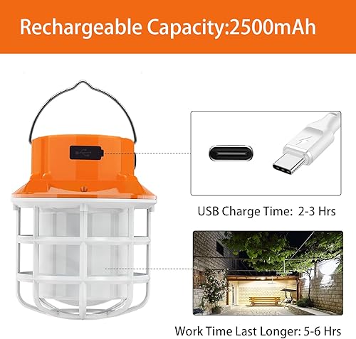 Miniatura 6 de Linterna LED de campamento de 1000 lúmenes, 5 modos de luz, linterna de luz impermeable perfecta para huracanes, emergencias, kits de supervivencia,