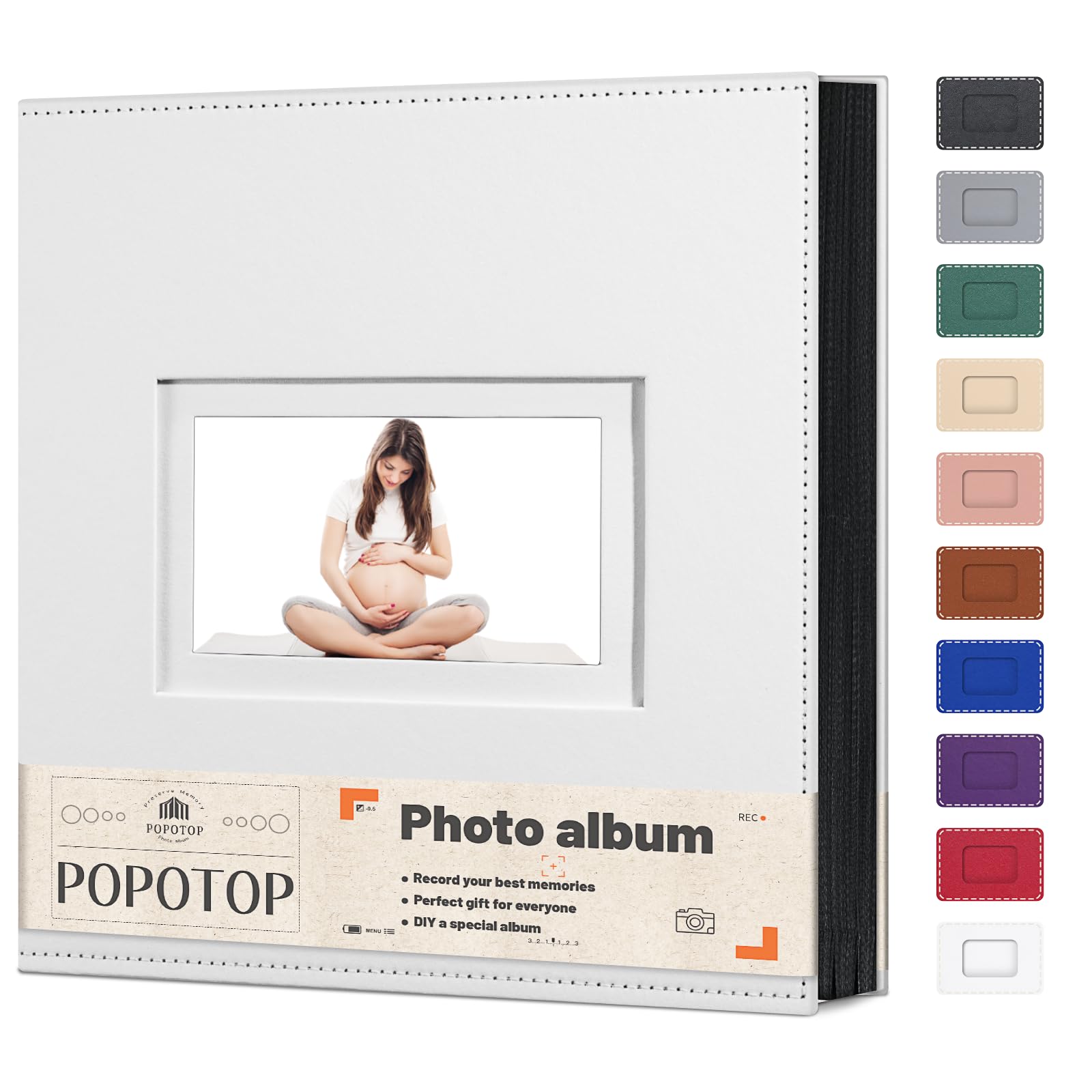 Popotop Photo Album 4x6 500 Pockets with Leather Hardcover Cover, Large Photo Album Binder Book with 50Pcs Pages for Family Travel Wedding Baby Gifts