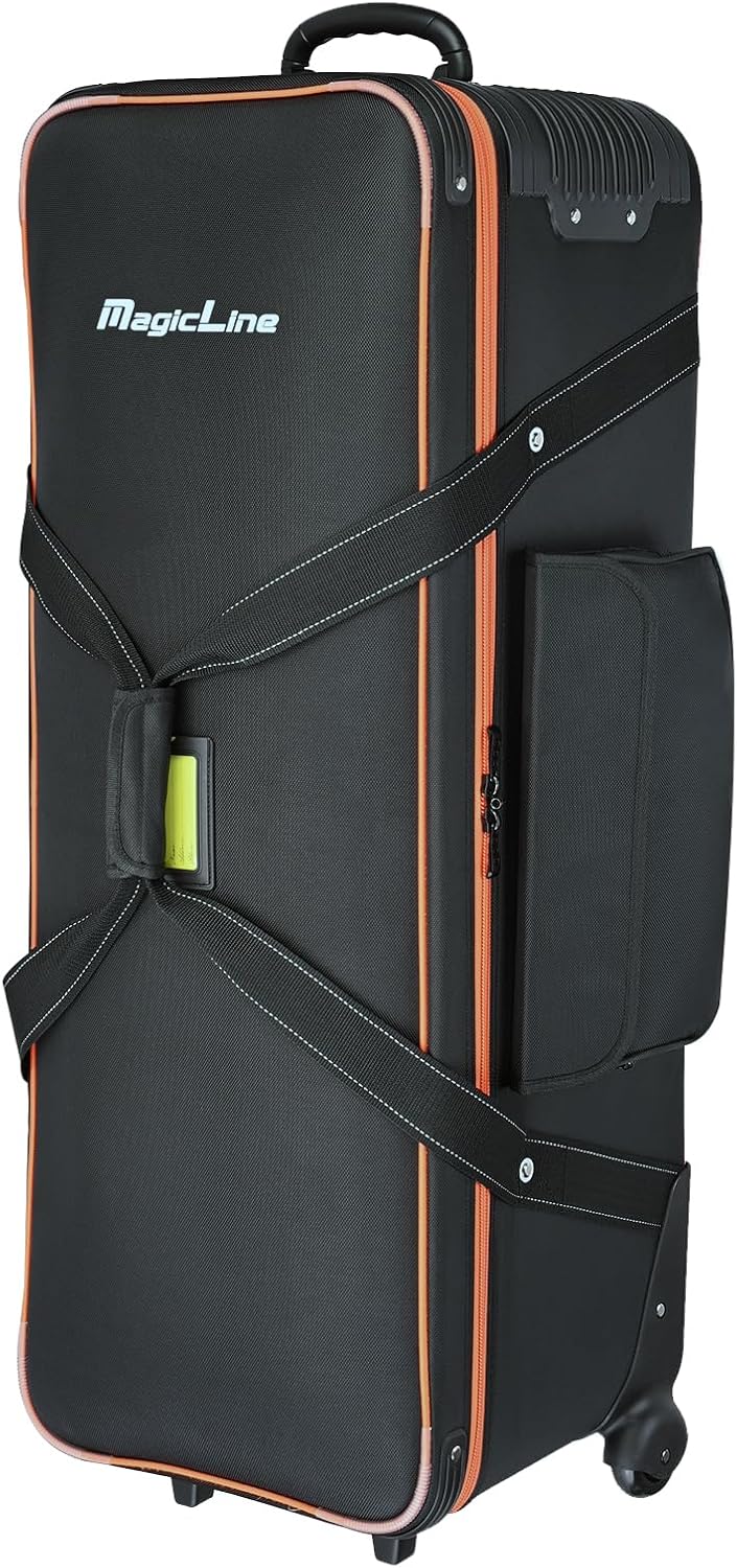 MagicLine Photo Studio Trolley Case with Side Pocket 39.4"x14.6"x13"/100x37x33 cm, Rolling Camera Case Bag, Carrying Bag with Wheels for Light Stands,Tripods,Flashes,Telescopes