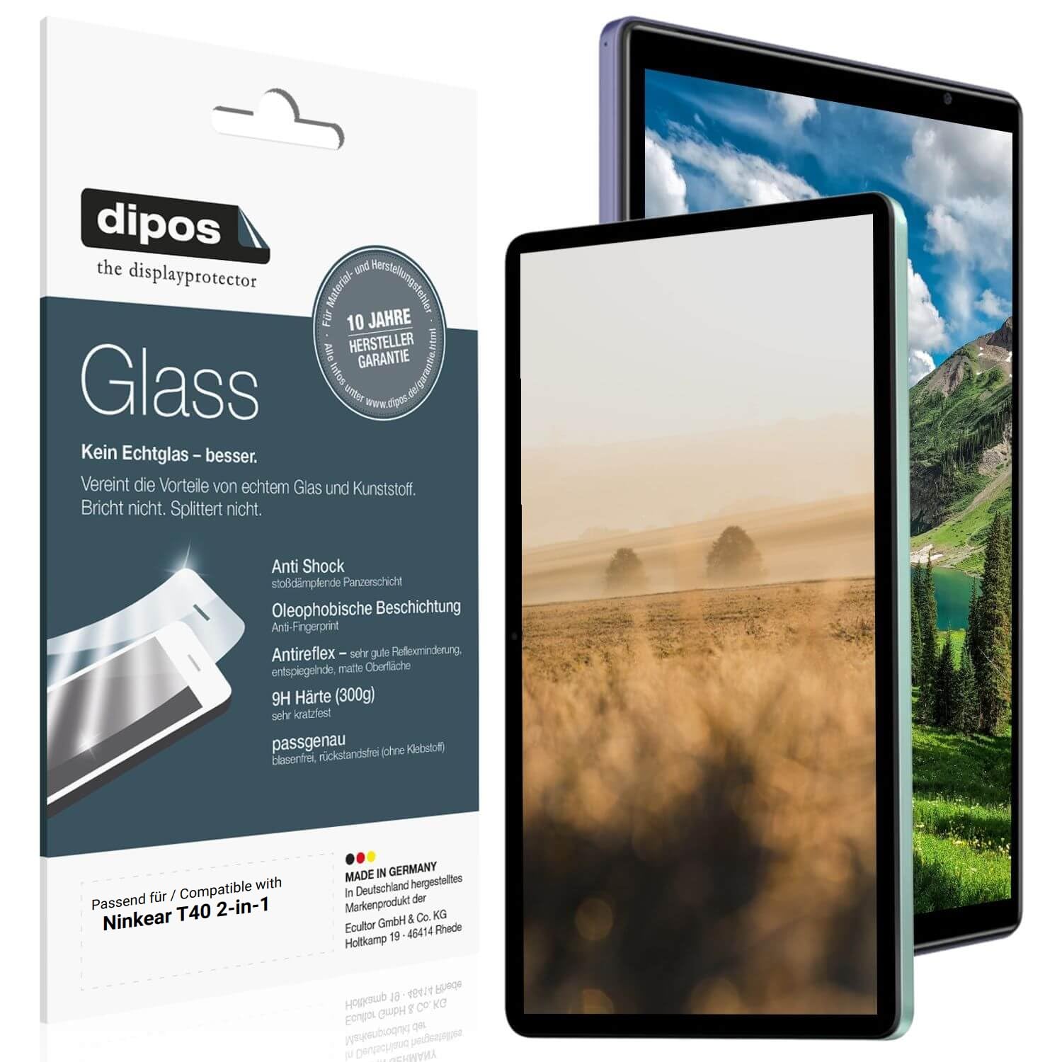 dipos 2x Pellicola Protettiva 9H opaca per Ninkear T40 2-in-1 | Antiriflesso, non si rompe e non si scheggia, non è vero vetro, Anti-Shock, antigraffio, senza bolle, autoadesiva