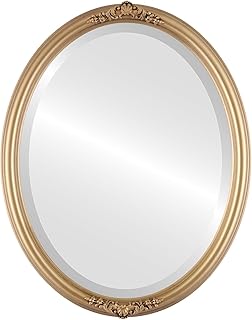 OVALCREST Oval Beveled Wall Mirror for Home Decor - Contessa Style - Gold Spray - 22x26 Outside Dimensions