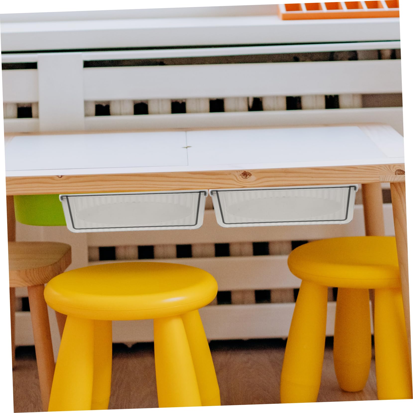 Ciieeo Organizer Sotto la Scrivania Cassetto Nascosto Bianco 2 Pezzi | Plastica Resistente All’usura, Grande Capacità per Accessori Ufficio, Uso in Soggiorno e Cassettiera