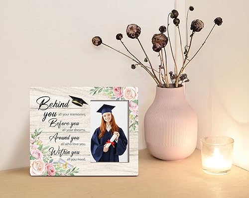 Miniatura 3 de Marco de fotos de graduación Behind You All Your Memories, regalos de graduación inspiradores para mujeres, amigas, hermanas y niñas, marco de fotos