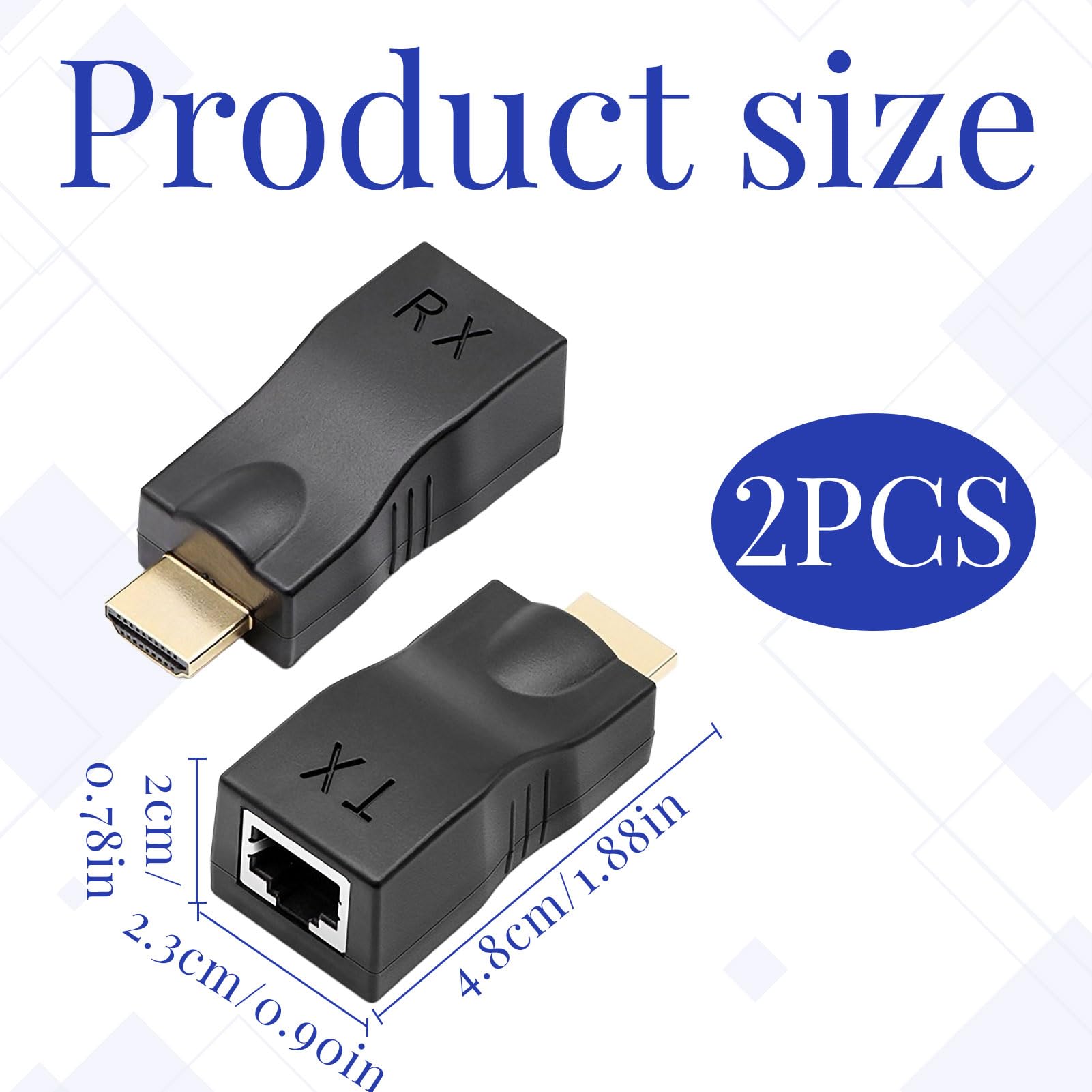 Adaptateur RJ45 HDMI, 2 pièces Convertisseur HDMI Réseau, Convertisseur HD MI Ethernet, Distance d'Application Jusqu'à 30 m, Ne Prend pour Pas en Charge Le Protocole HDCP, pour Hôtel, Conférence.