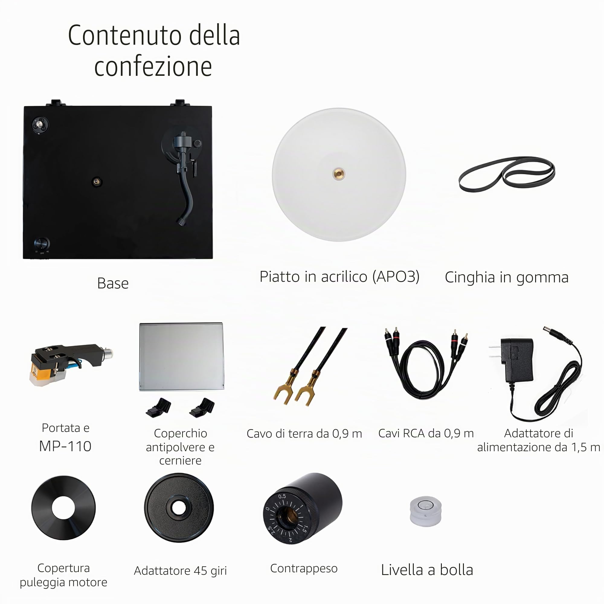 Fluance RT85N Reference High Fidelity Vinyl Turntable Record Player with Nagaoka MP-110 Cartridge, Acrylic Platter, Speed Control Motor High Mass MDF Wood Plinth Vibration Isolation Feet - Piano Black