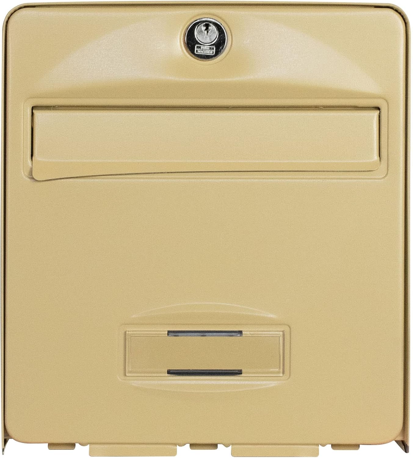 BURG-WÄCHTER Mailbox, 1 Door, 504 BE F Mini Balthazar, Beige, Galvanized Steel, with Full Opening Door and Mail Stop (Door Blocked at 120°)