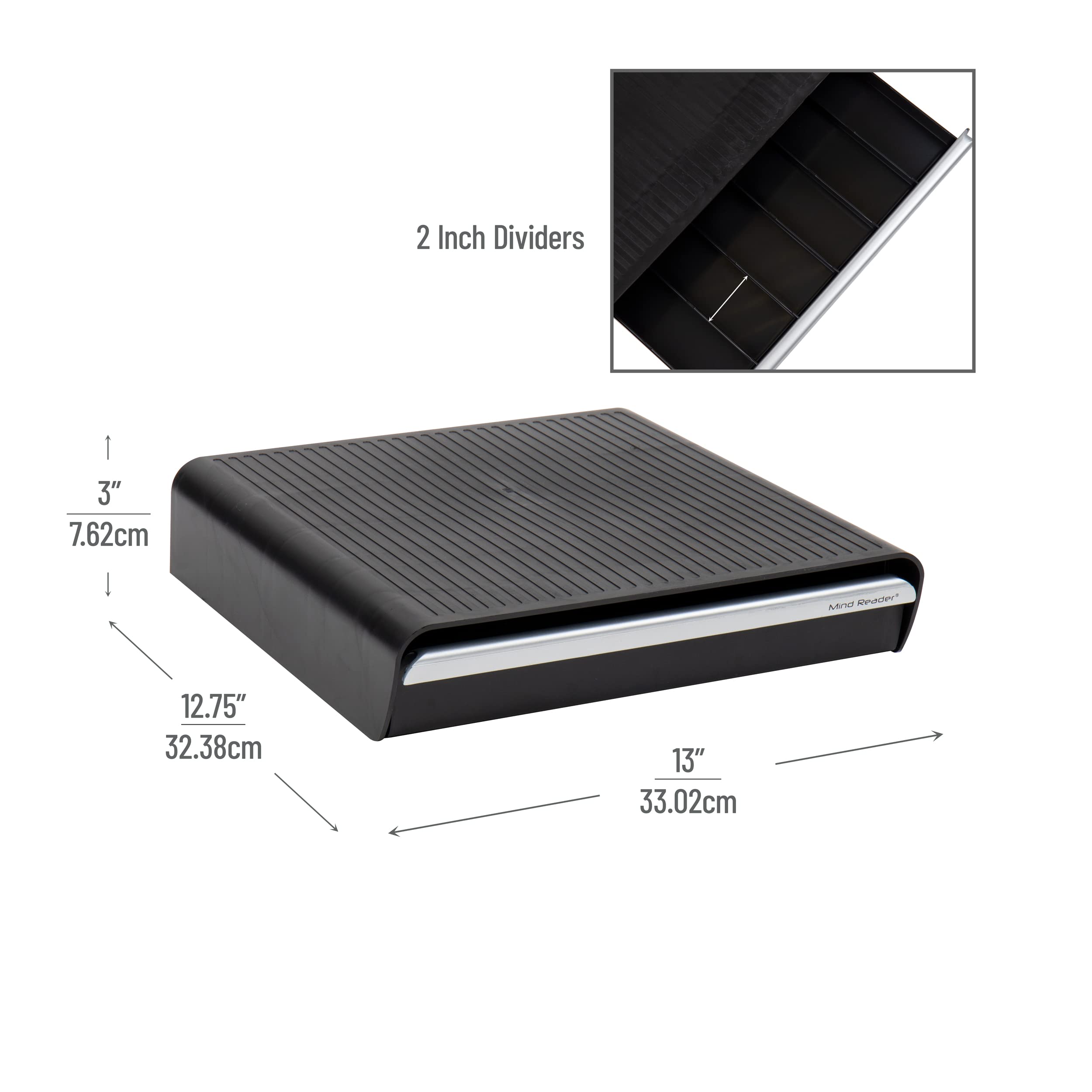 Mind Reader HERO36-BLK - Cassetto da caffè monodose, capacità 36 cialde, organizer da bancone, 32,4 cm di lunghezza x 33 cm di larghezza x 7,6 cm di altezza, plastica, nero