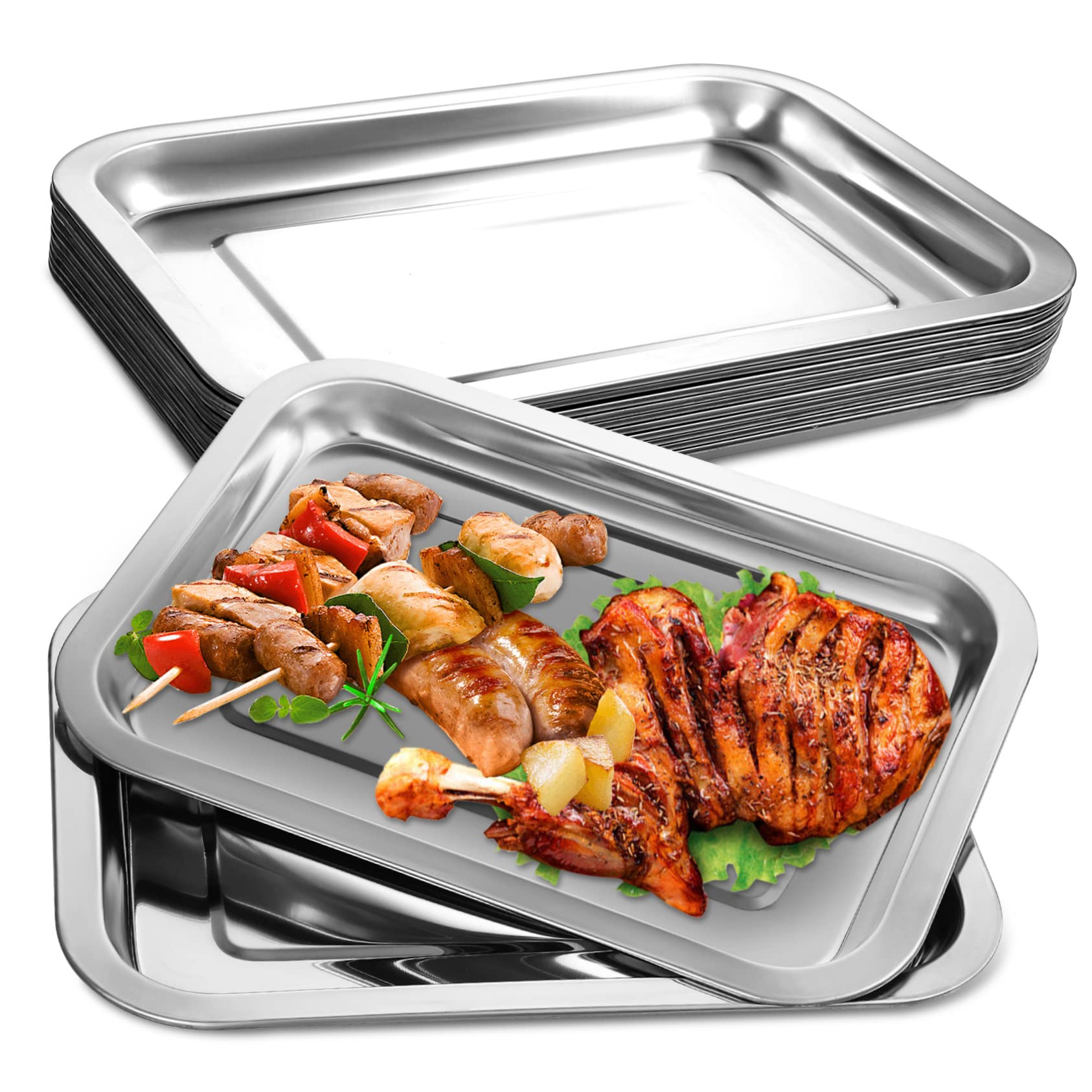Backblech Silberfarben 10 Stück aus 201 Edelstahl Verschleißfest und Wiederverwendbar für Backofen und Grill im Küchenbackbereich