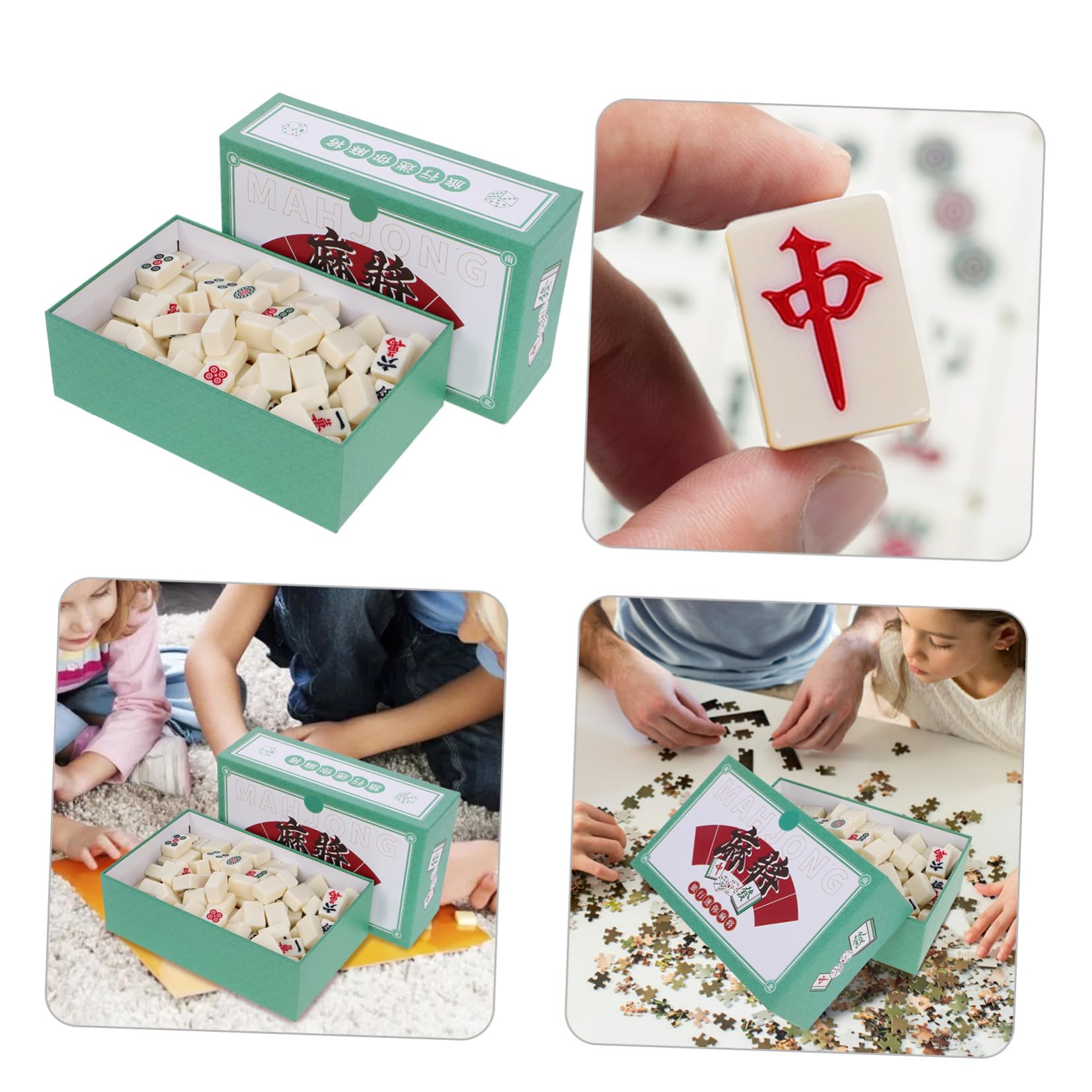 GALPADA Mini-Mahjong-Set Tragbar für Reisen Kompakt für Kleine Räume mit Handgerollten Steinen für Familienfeiern und Gesellige Anlässe aus Robusten Materialien für Langlebigen Spielspaß