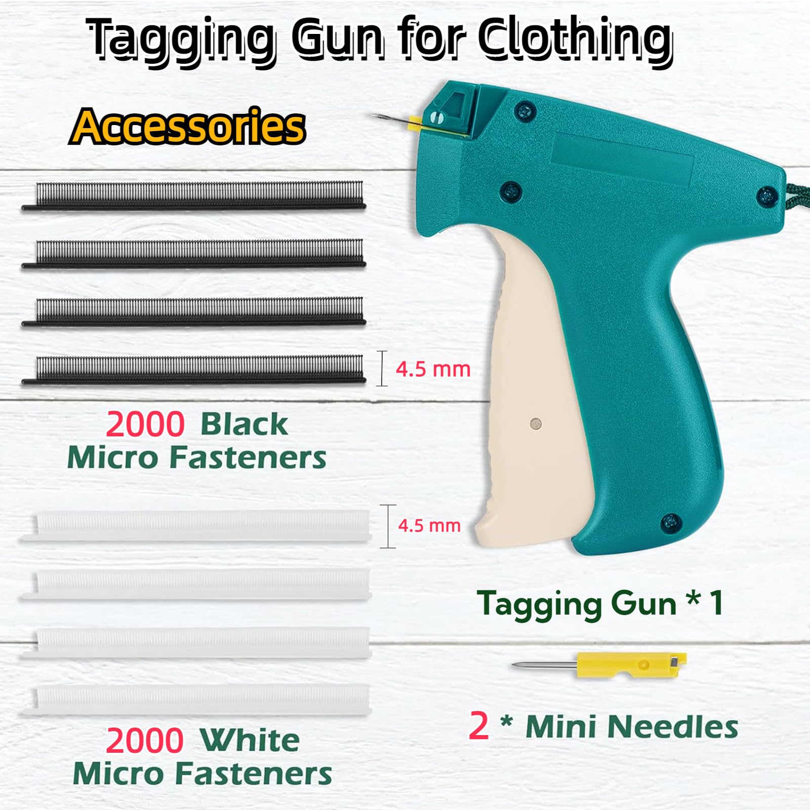 Mini Tagging Gun Kit For Clothing - Quick Stitch Tag Gun With 3600 Micro Fasteners (Clear & Black), 2 Fine Needles, Storage Bag