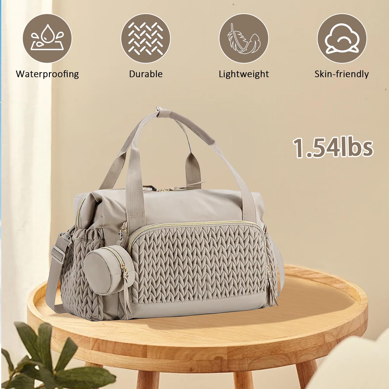 Multifunktionale Wickeltasche Groß, Mommy Bag Schultertasche mit Schnulleretui, Wasserdichte Baby Wickeltasche für Reisen Strand Alltag