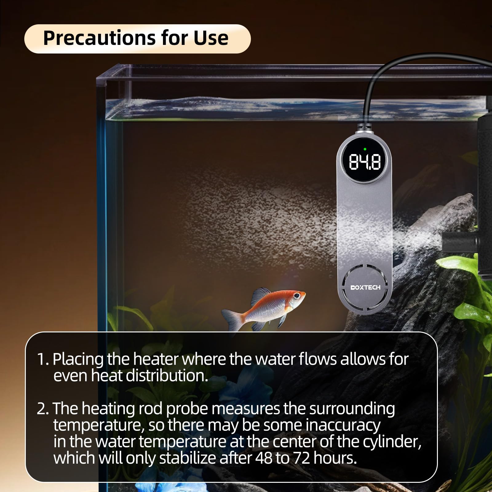 UPETTOOLS Chauffage d'aquarium submersible avec thermostat numérique, température réglable pour aquariums de 15 à 78 litres, protection contre la surchauffe et les brûlures à sec, pour aquariums d'eau