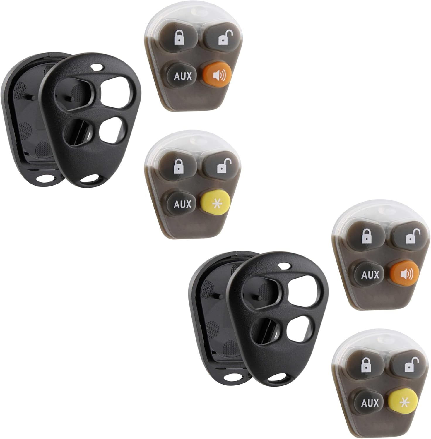 Key Fob Keyless Entry Remote Shell Case & Pad fits Viper EZSDEI474V - 4 Button, Set of 2
