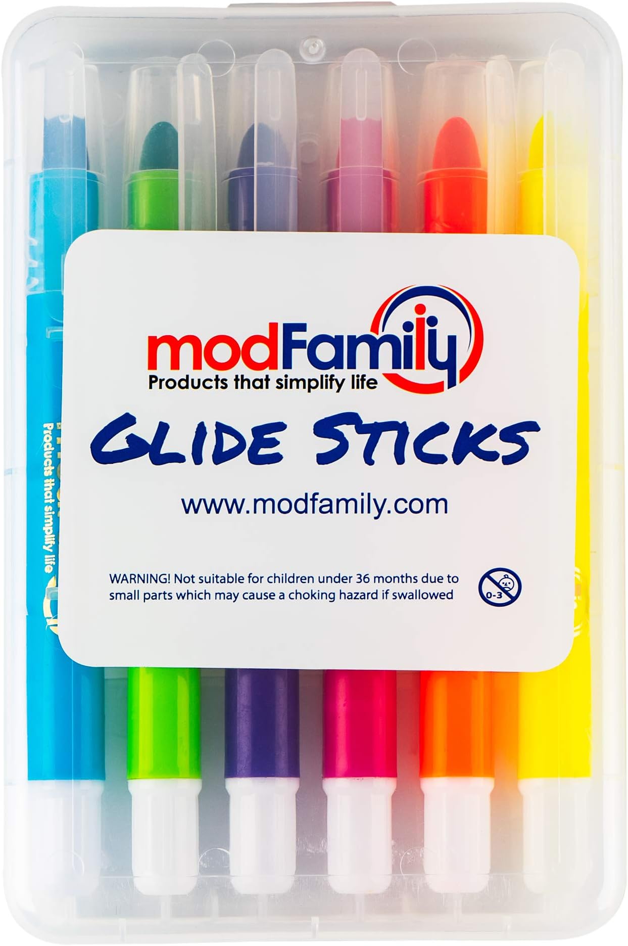 Glide Sticks by Modfamily - Set of 6 Bright Gel Crayons, Washable and Non-Toxic
