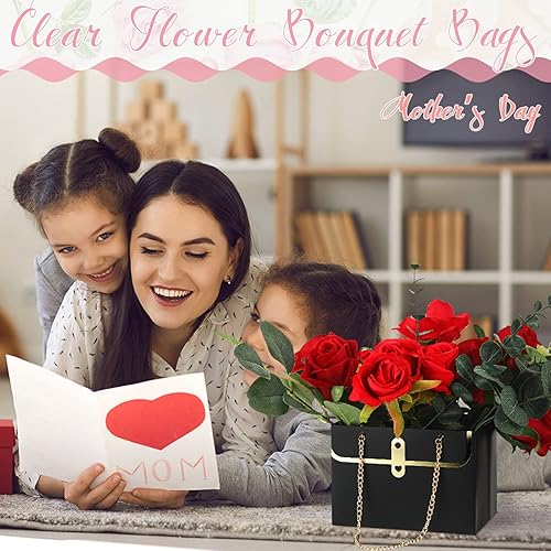 Miniatura 5 de Lincia 12 bolsas de regalo de flores de papel, caja de flores para ramo de boda, caja de flores con asa, cajas de flores para arreglos, bolsas de