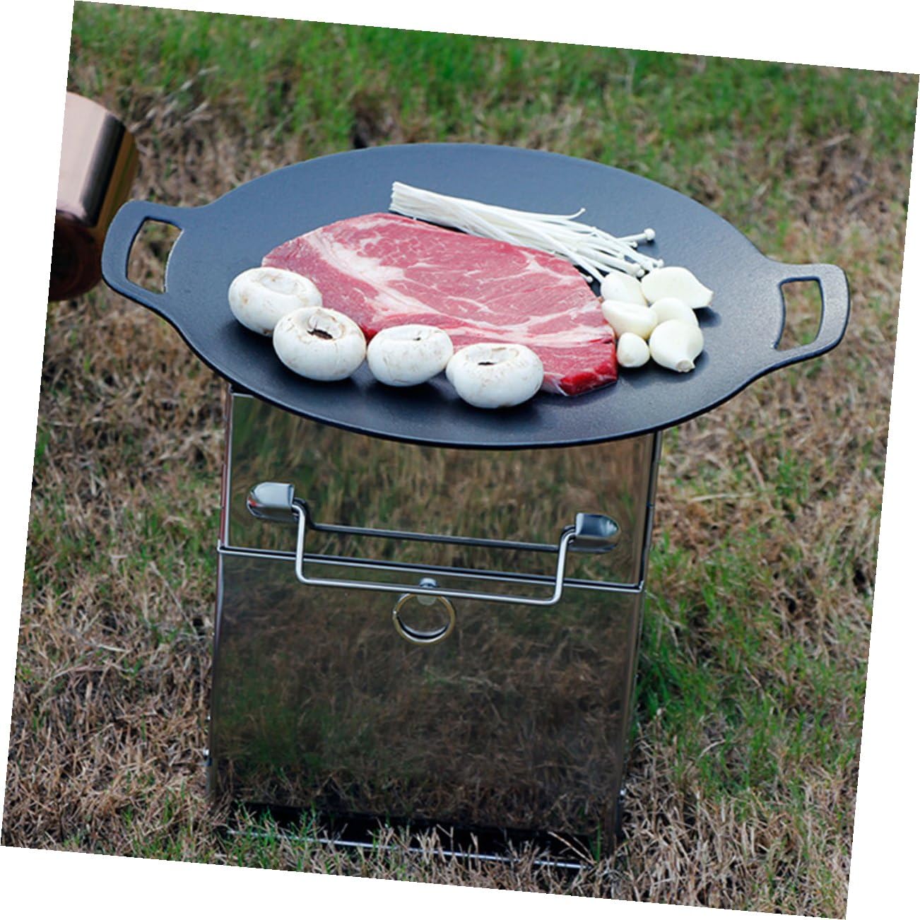 Padella in Ferro per Barbecue All'aperto senza Sbavature, Versatile e Resistente, per Grigliate e Occasioni Speciali, per Carne e Verdure