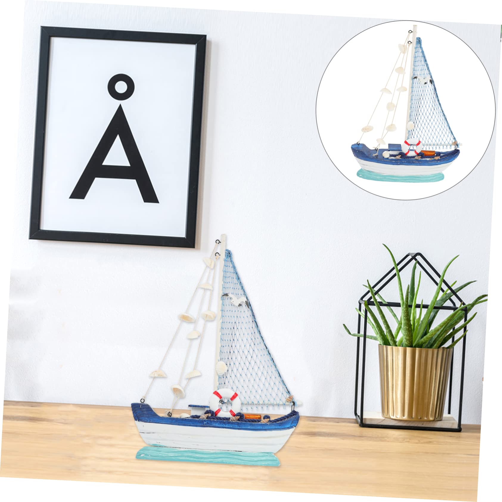 Gadpiparty Maquette Voilier En Bois Sculpté Coquillage, Grosse Taille, Décoration D’ancre Marine, Ornement Nautique Pour Maison, Bureau, Salon, Accessoire Déco Vacances, Pièce Unique