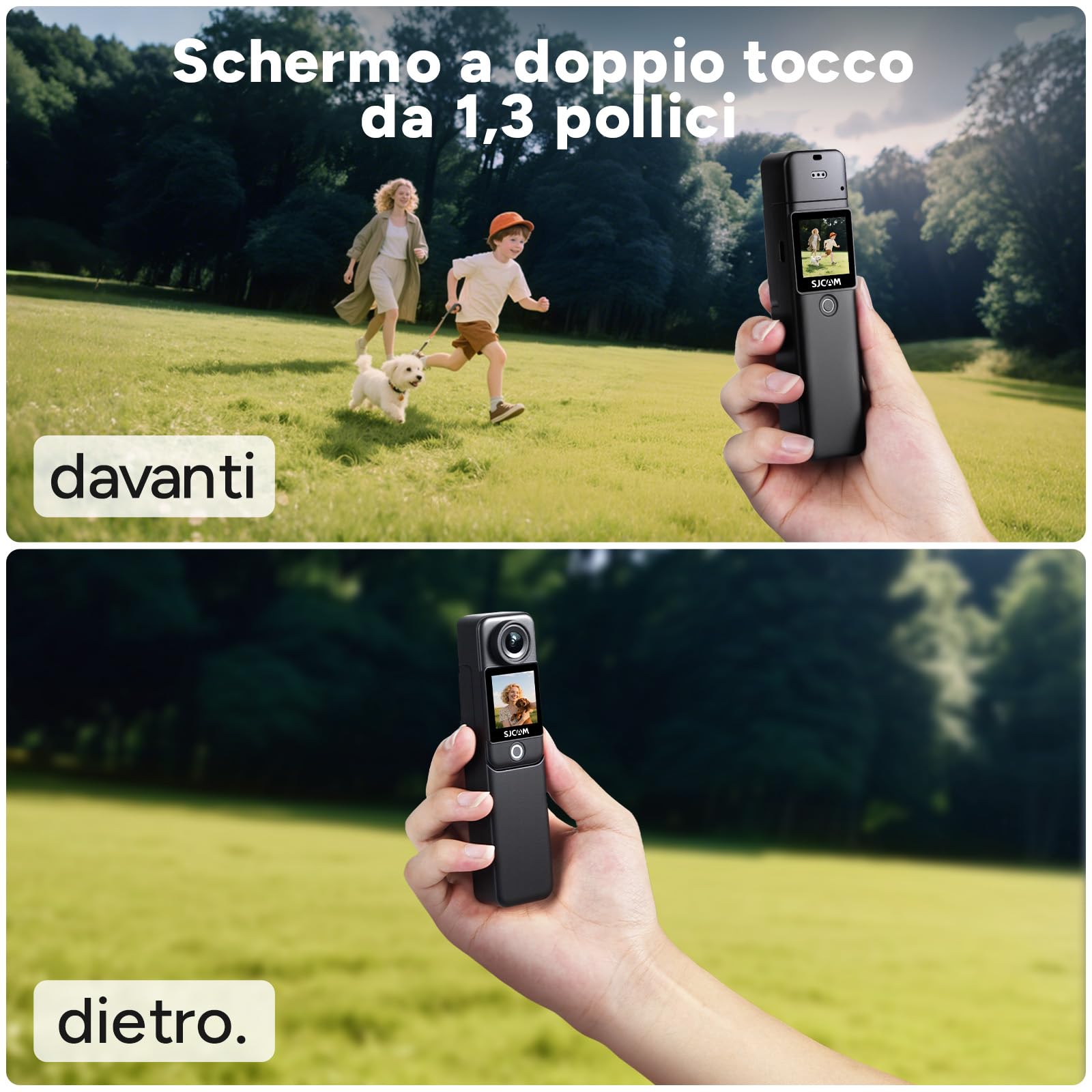 SJCAM C300 Vlog Camera,Action Cam 4K con Stabilizzazione 6-Assi,7Ore di Autonomia,Doppio Schermo Touch, Impermeabile 30M, Grandangolo 154° Microfono Integrato e Scheda 64GB Inclusa(Nero)