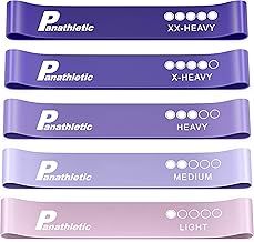 Panathletic Elastic Fitness Bands, Set of 5 Rubber Bands – 5 Resistance Levels, Exercise Guide, Spanish eBook and Bag – 5 x Muscle Bands, Glute Bands, Elastic Rubber, Elastic Bands, Resistance Bands