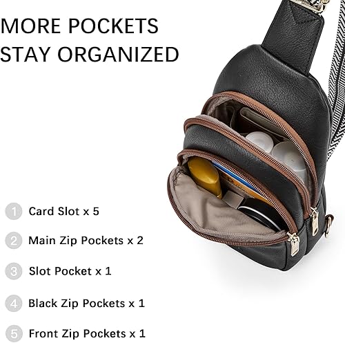 Miniatura 4 de BOSTANTEN Bolso bandolera pequeño para mujer, bolso cruzado de cuero, riñonera, bolsa de pecho para viajes