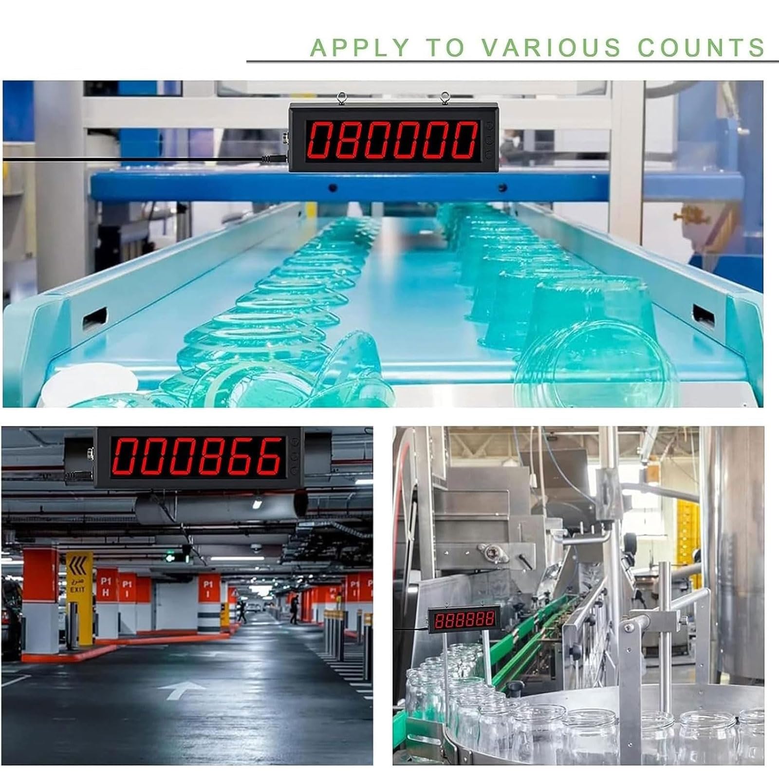 Contatore Digitale a LED con Doppia sonda a infrarossi, Fino a 999999 conteggi, Distanza di rilevamento 0-5 m, Telecomando per Magazzini, logistica, fabbriche, supermercati, Gar,
