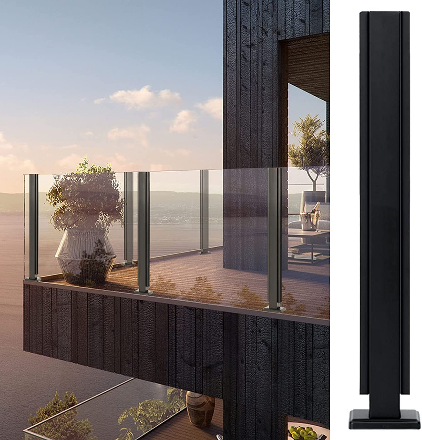 Poteau de balustrade en verre en inox pour balcon et architecture moderne