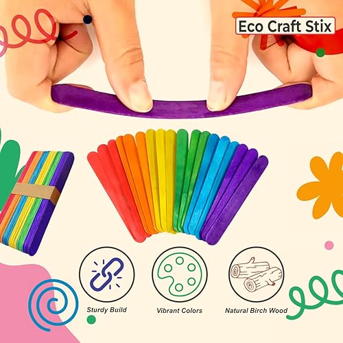 Miniatura 4 de Palitos de manualidades jumbo de colores Eco Craft Stix de 6 pulgadas, paquete de 1,000 unidades de palitos de manualidades jumbo de colores