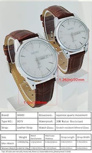 Miniatura 5 de SKMEI Pair Watches for Couples Men and Women His and Hers Watch Set Husband Wife Valentines Matching Wrist Watch Wedding Gifts Waterproof Business