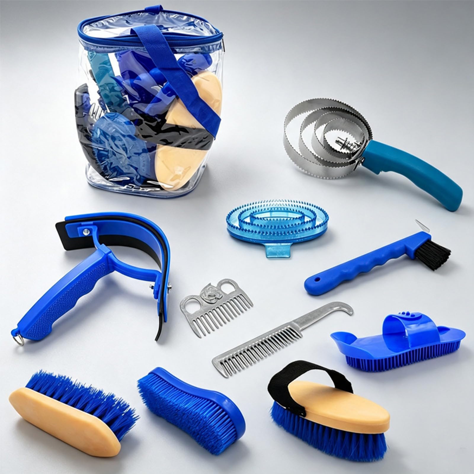 Pferdepflegeset mit Hufkratzbürste und Fellkamm, Blue