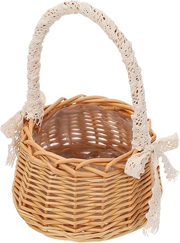 DOITOOL Seagrass Storage Baskets Woven Storage Basket with Handles Wedding Flower Girl Baskets Wicker Cookie Gift Box Bags Basket for Wedding Party