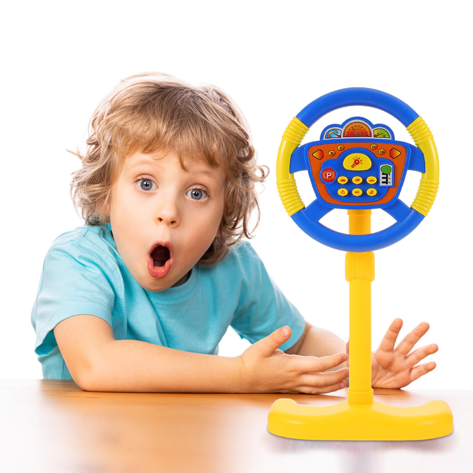 Volante Giocattolo per Ragazzo Ragazza con Musica Volantterattivo da Pavimento in Plastica Adatto per Giochi di Simulazione di Guida all Aperto Casa