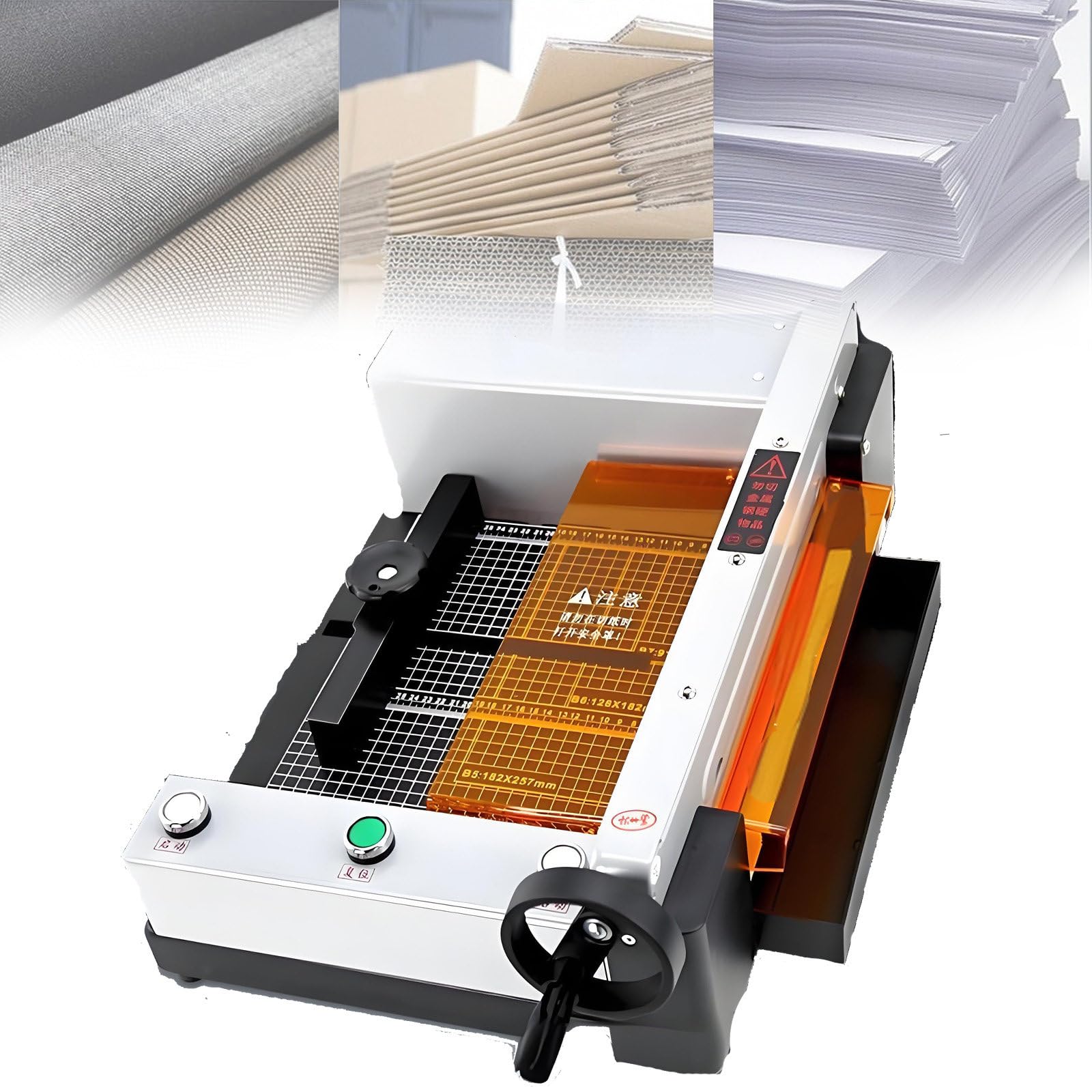 Elektryczna gilotyna do papieru, wytrzymała automatyczna gilotyna do papieru, grubość cięcia 40 mm, z siatką, do kartonów, kart i skóry, do biura, domu i szkoły.
