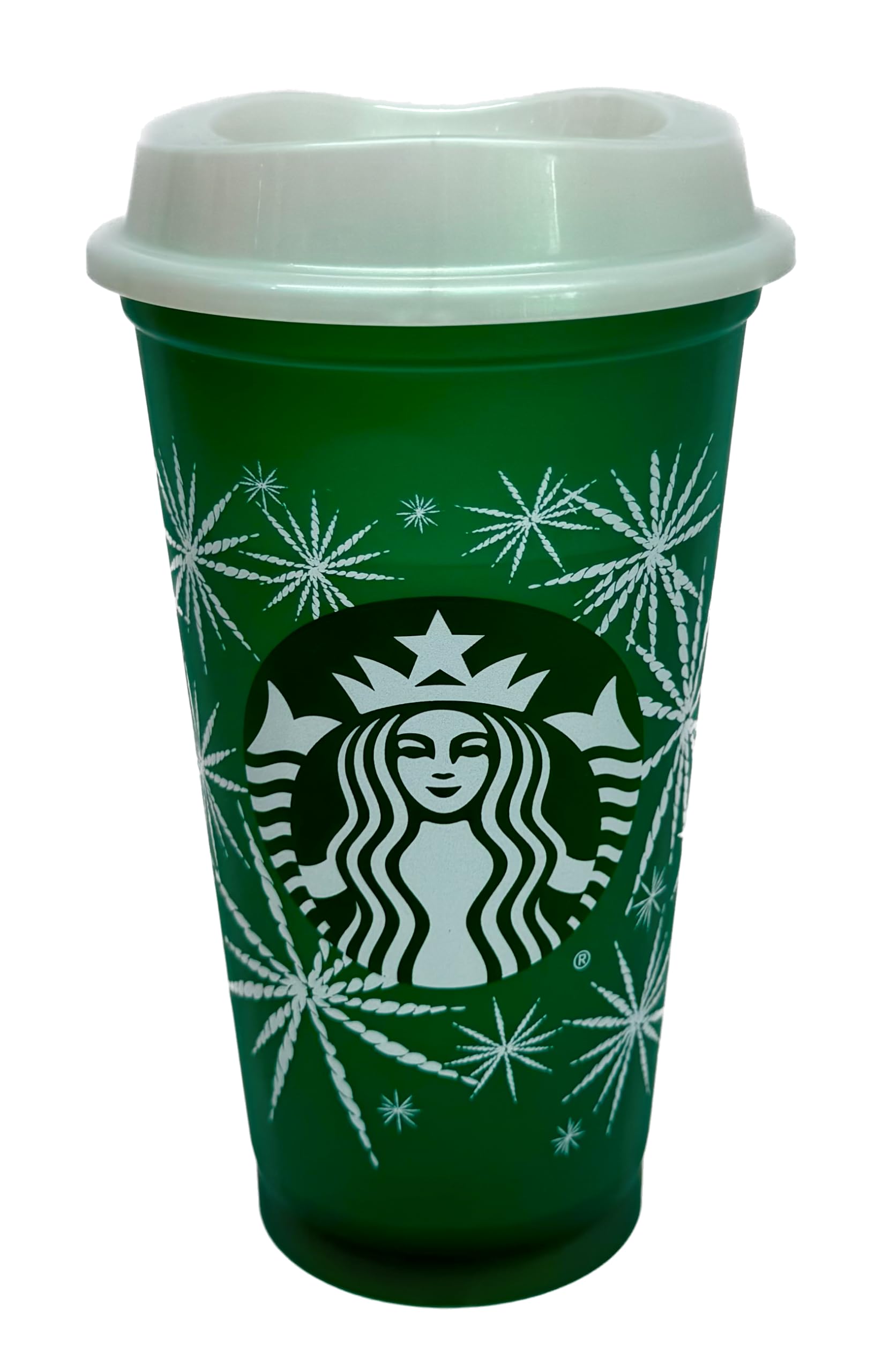 Festive Christmas Holiday Colour Changing Reusable Travel Mug/Cup/Tumbler Grande Medium, 16oz 473ml, Green,red