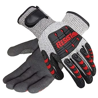 Galeton 12224-M 12224 Galeton RESIST PRO ANSI Level 4 Cut Resistant 4 Gloves with Impact Protection, Medium, Gray