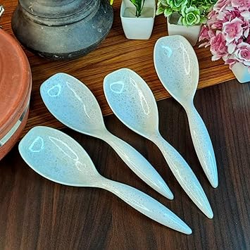 Long Handled Serving Spoon,Melamine Table Ware,Set of 4 Piece Design Handled May Vary