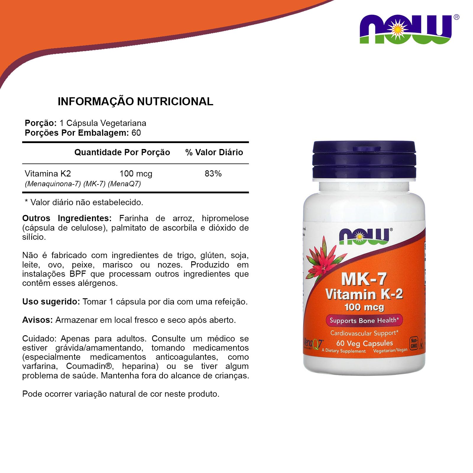 Now Foods Vitamin K-2 (MK7) Veg Capsules, 100 mcg, 60 Count, Pack of 2 — Amazon image 4
