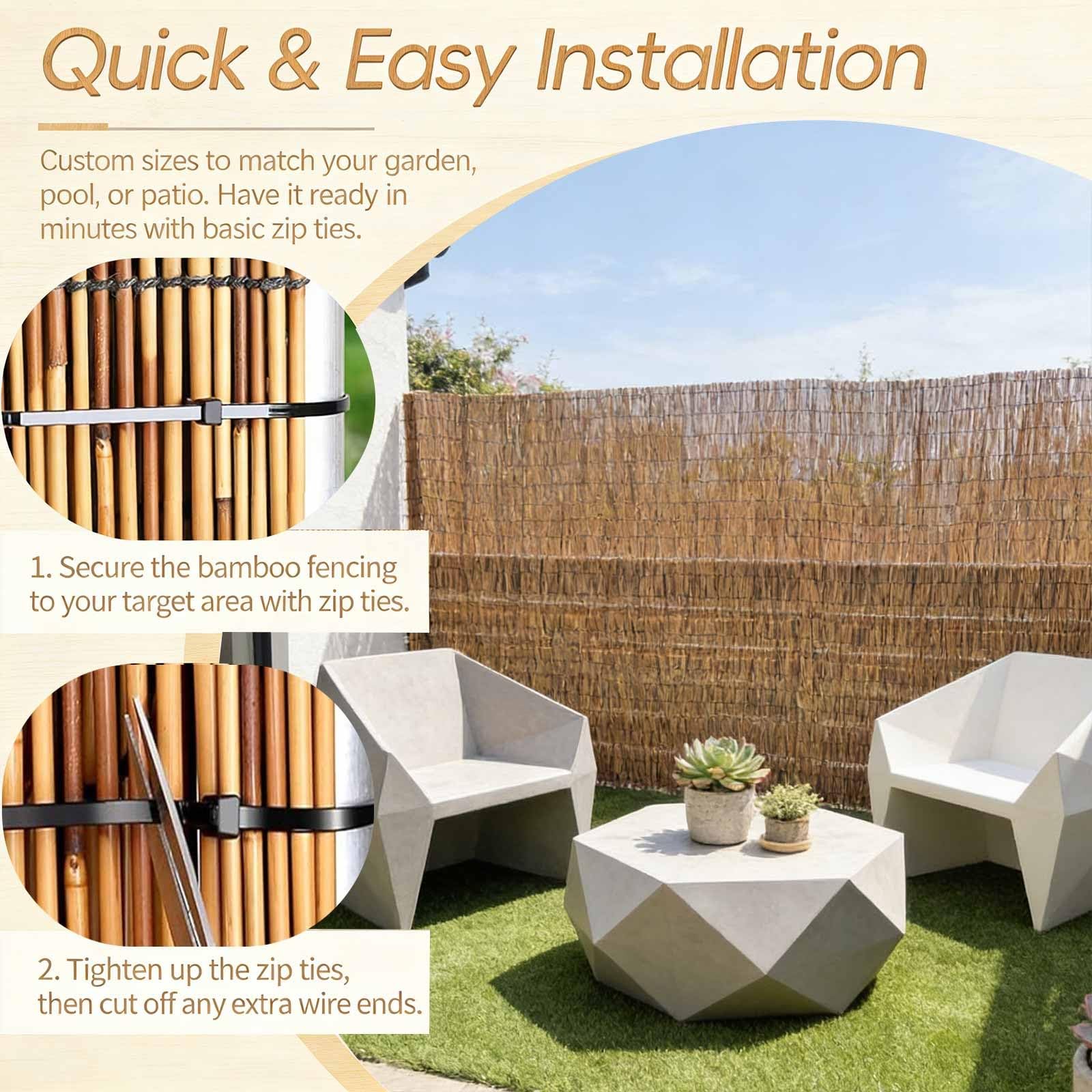 Canisse Brise Vue Bambou 1m 1m20 1m50 1m60 1m80 Hauteur Canisse En Roseau Naturel Cloture Jardin Exterieur Paravent Écran De Balcon Intimité Occultant Clôtures Décoratives(Carbonized,100x250cm)