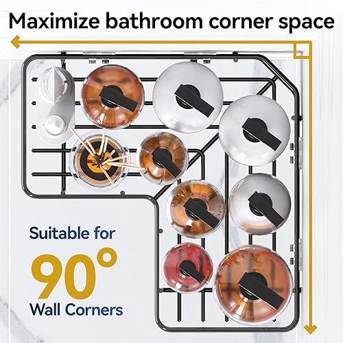 Miniatura 4 de YASONIC Shower Caddy Corner, 3-Pack Adhesive Rustproof Stainless Steel Shower Shelves with Soap Holder, No Drilling Shower Organizer Corner for