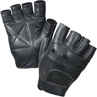 Fingerless Leather Cycle Biker Gym Gloves Cycling Body build