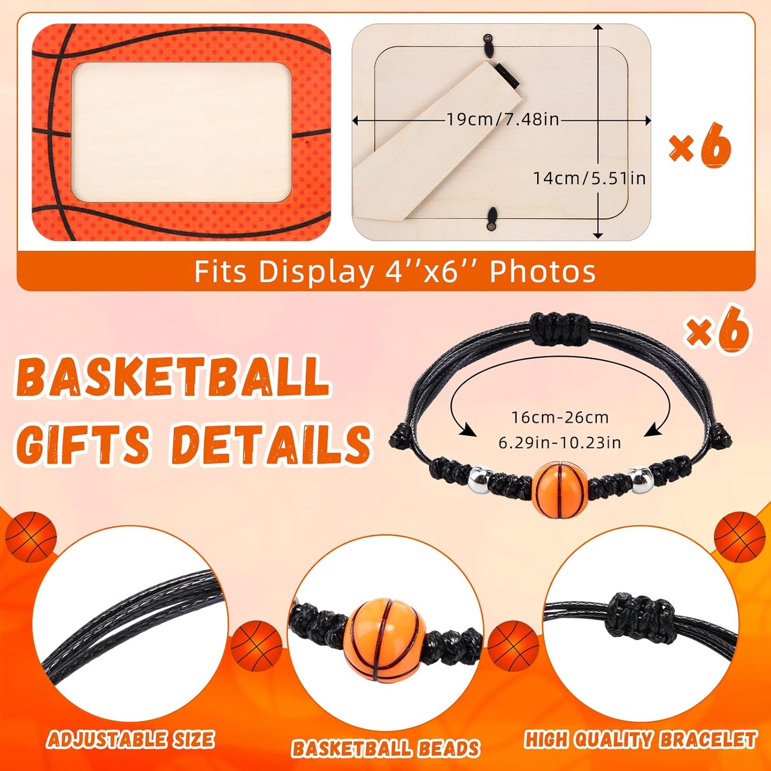 Basketball Party Favors Set Include 16 oz Double Wall Tumbler Photo Frame Bracelet Keychain Gift Bag for Birthday Party Supplies(Basketball)