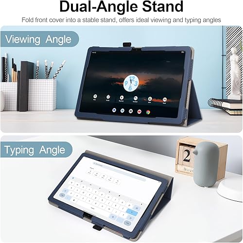 Miniatura 3 de RSAquar Funda para T-Mobile Revvl Tab 5G 2023 lanzada, funda de poliuretano premium con encendido automático, correa de mano y soporte plegable,