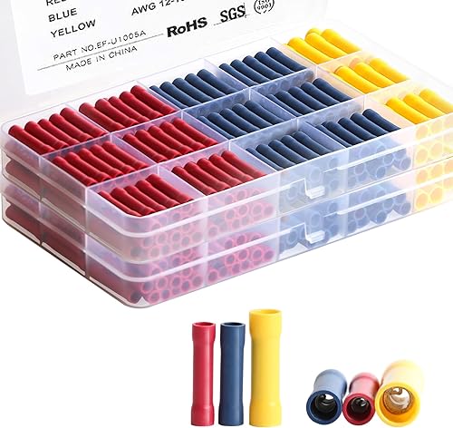 ELECFUN 400 conectores de crimpado de empalme a tope surtidos 10-22AWG, terminales de cable recto eléctrico aislado