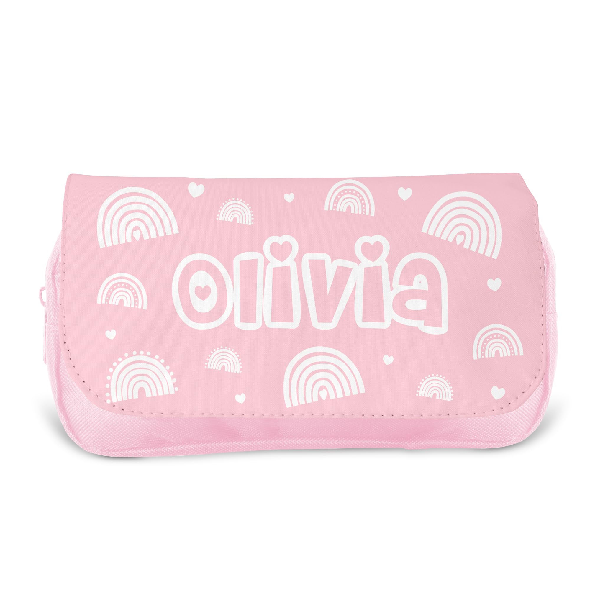 Personalised Children’s Pencil Case | Pencil Case for Girls, Pencil Case for Boys - Back to School | Custom Kids Pencil Case, School Pencil Case (Pink Rainbows)