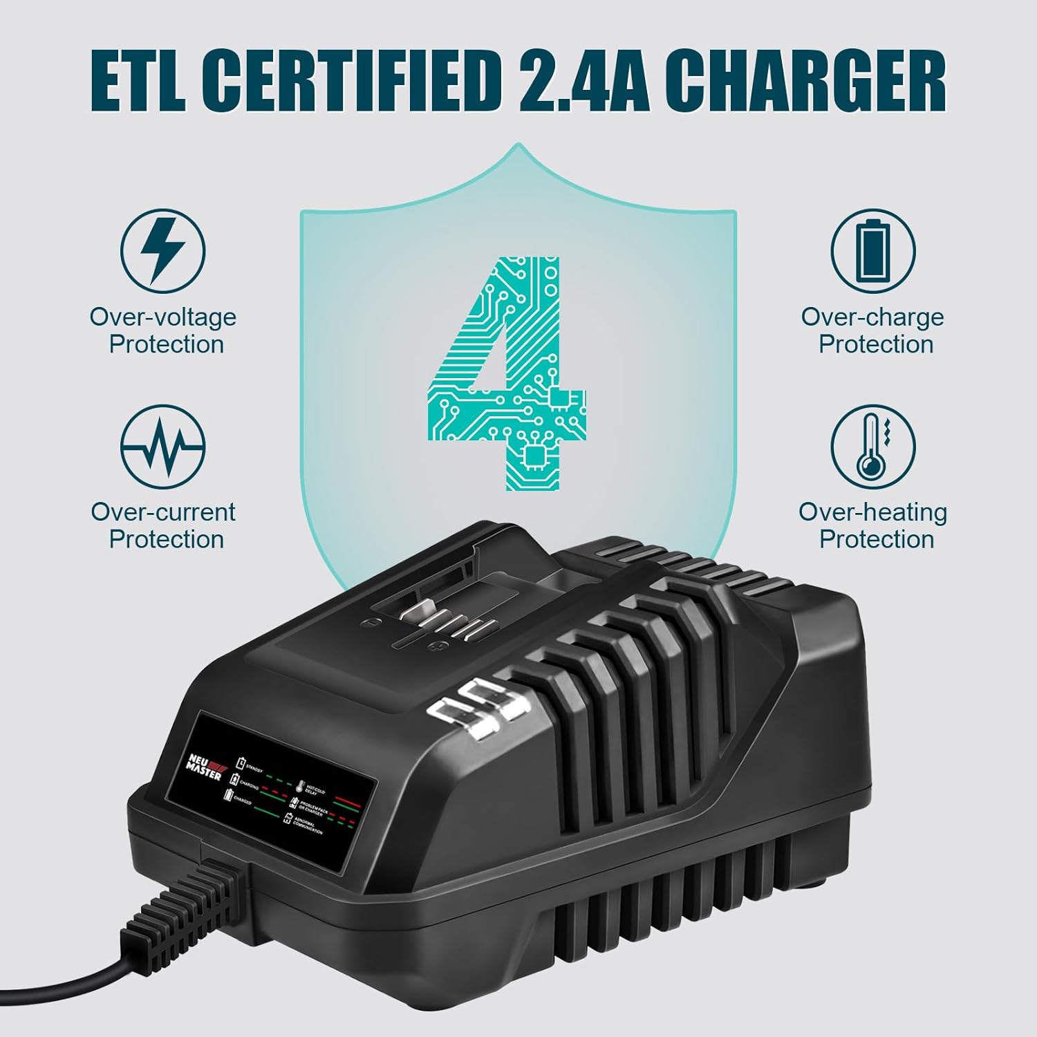 NEU MASTER New Battery Charger 2.4A Lithium ion Battery Rapid Fast Charger