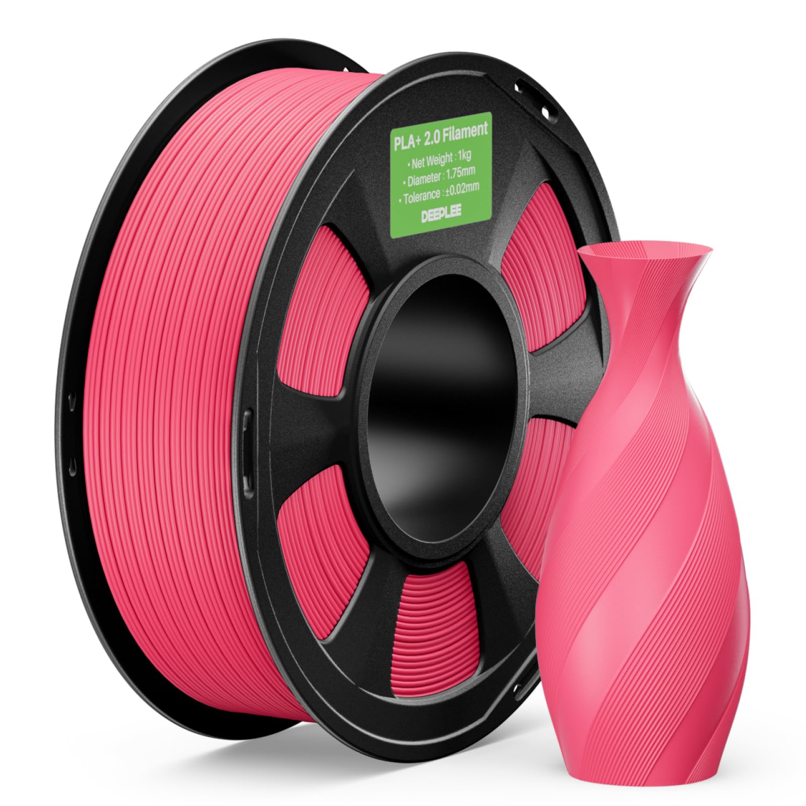 DEEPLEE PLA Plus 2.0 Filament Hot Pink 1KG, 3D Printer Filaments Upgraded PLA+ 1.75mm Fits for Most FDM 3D Printers